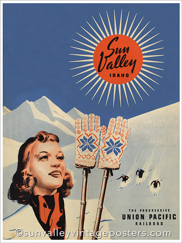 Sun Valley Idaho Union Pacific Vintage Railroad Travel Advertisement Poster 