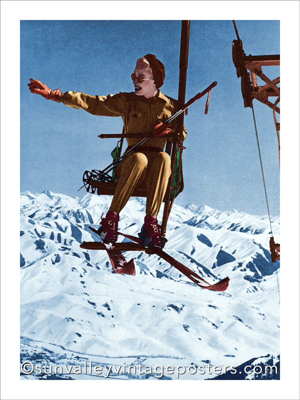 Lady On A Sun Valley Chair Lift - Sun Valley Vintage Posters